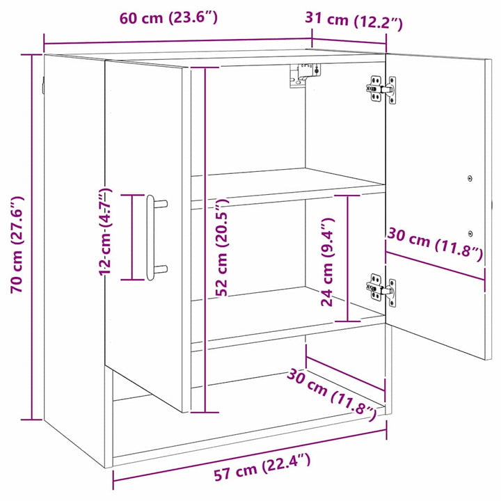 Vægmonteret skab 60 x 31 x 70 cm Konstrueret træ Gammelt træ