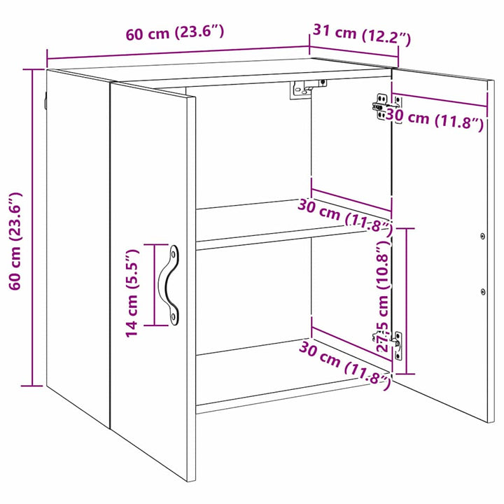 Vægskab 60 x 31 x 60 cm Konstrueret træ Gammelt træ