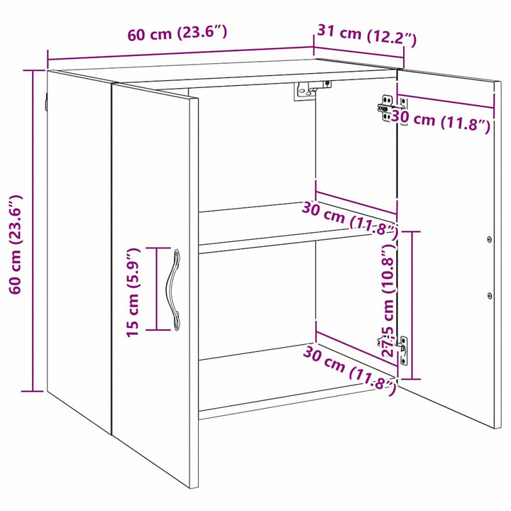 Vægmonteret skab 60 x 31 x 60 cm Konstrueret træ Gammelt træ