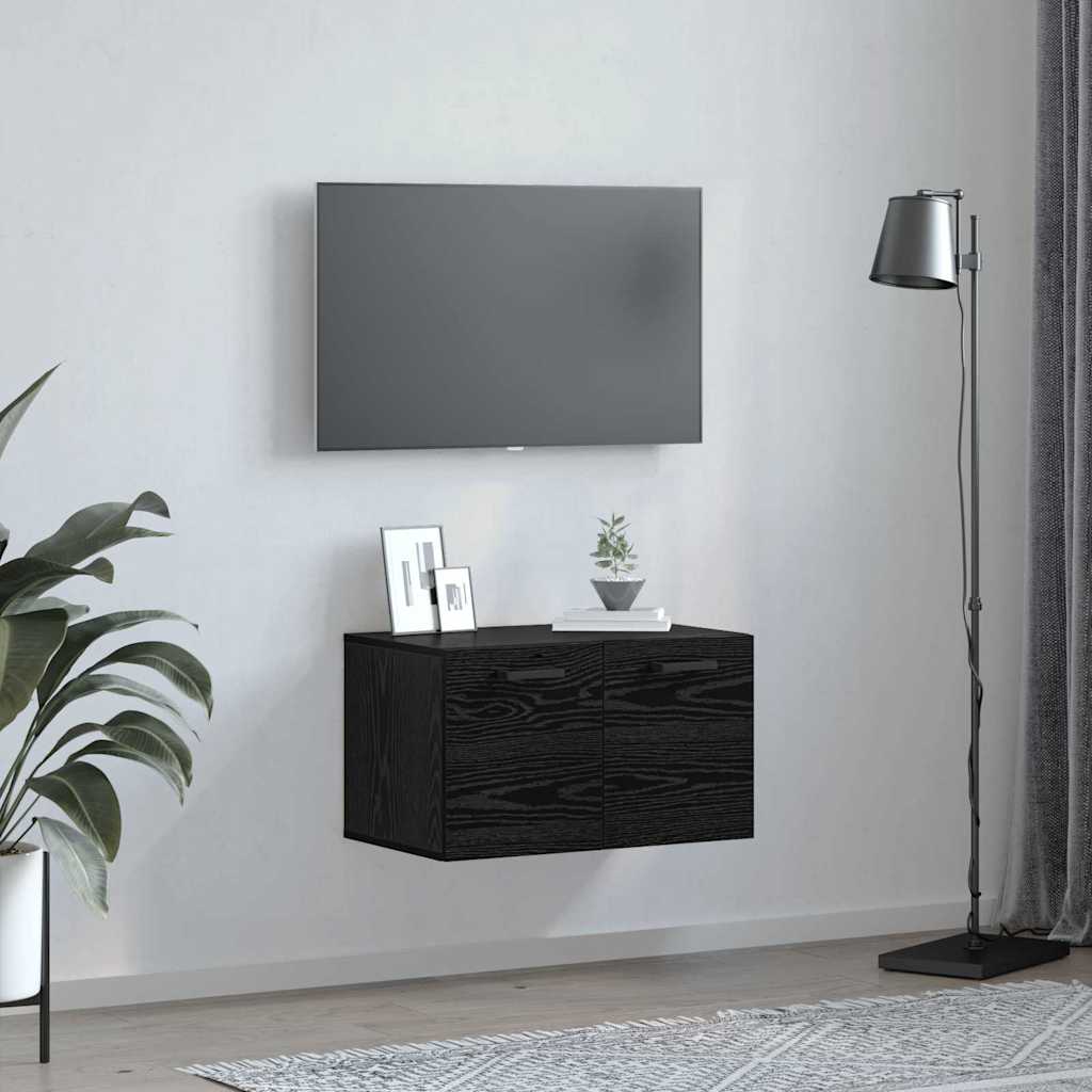Vægmonteret skab 60 x 36,5 x 35 cm Konstrueret træ Sort eg