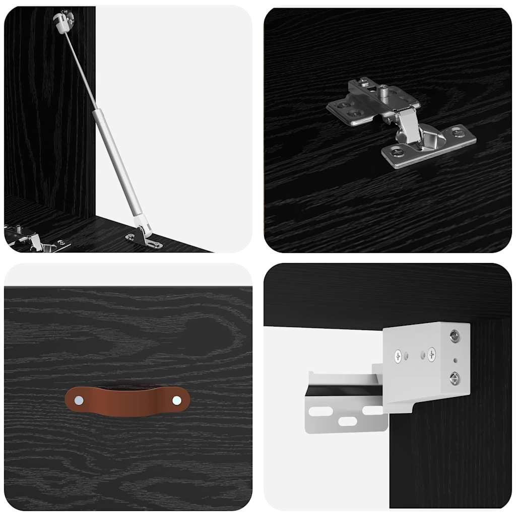 Vægmonteret skab 100 x 36,5 x 35 cm Konstrueret træ Sort eg