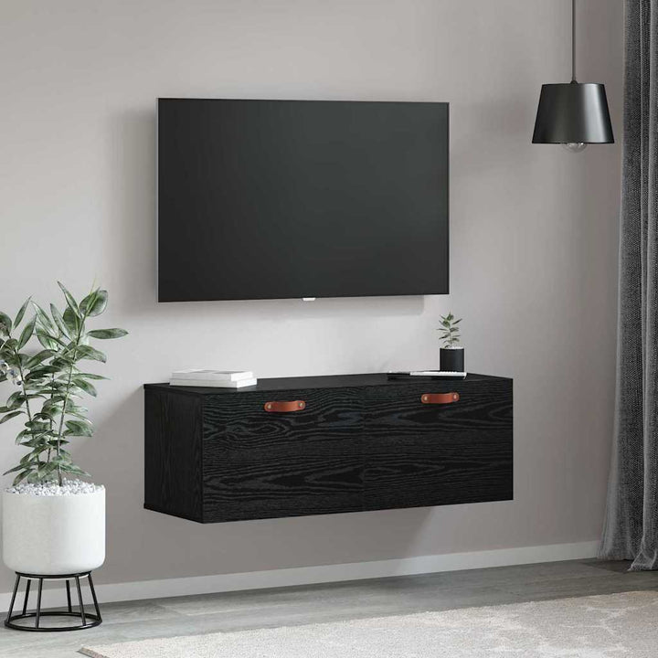 Vægmonteret skab 100 x 36,5 x 35 cm Konstrueret træ Sort eg