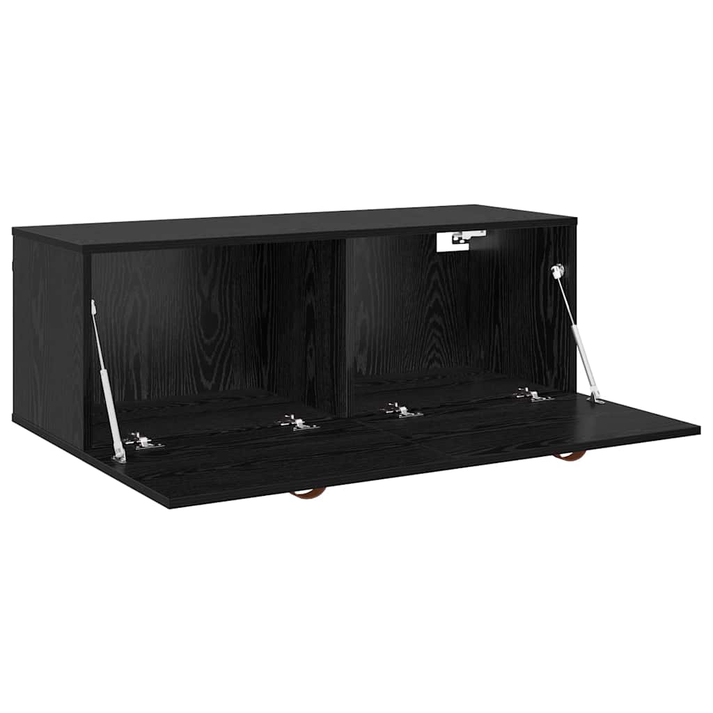 Vægmonteret skab 100 x 36,5 x 35 cm Konstrueret træ Sort eg