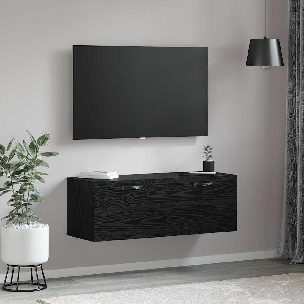 Vægmonteret skab 100 x 36,5 x 35 cm Konstrueret træ Sort eg