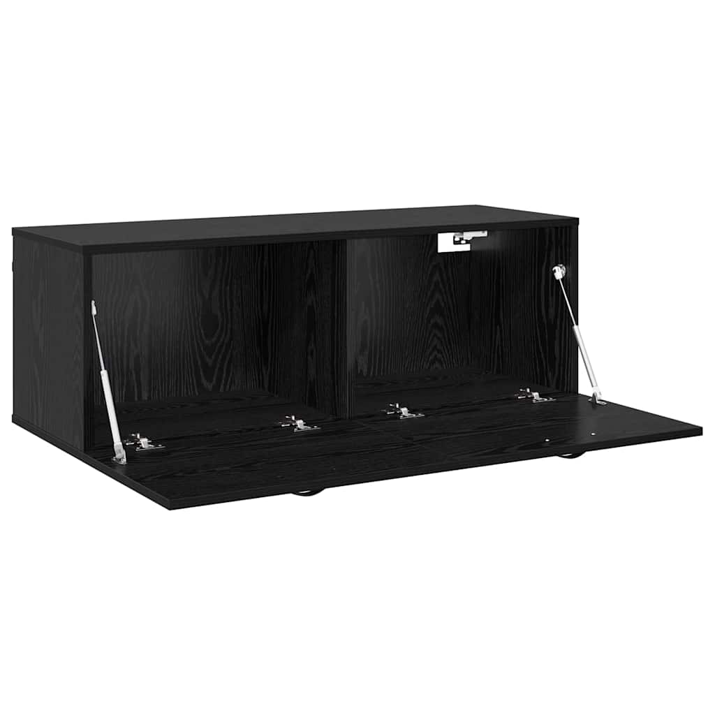 Vægmonteret skab 100 x 36,5 x 35 cm Konstrueret træ Sort eg