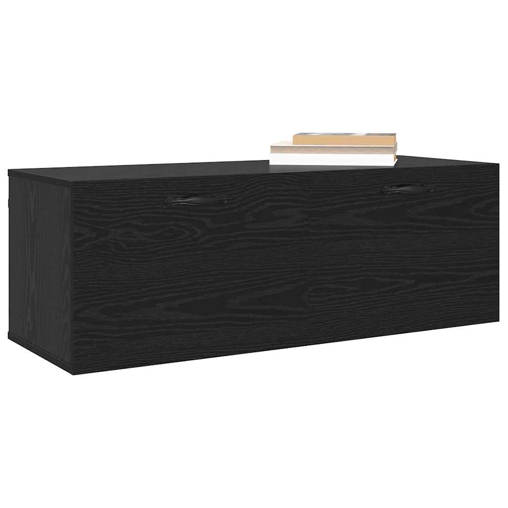 Vægmonteret skab 100 x 36,5 x 35 cm Konstrueret træ Sort eg