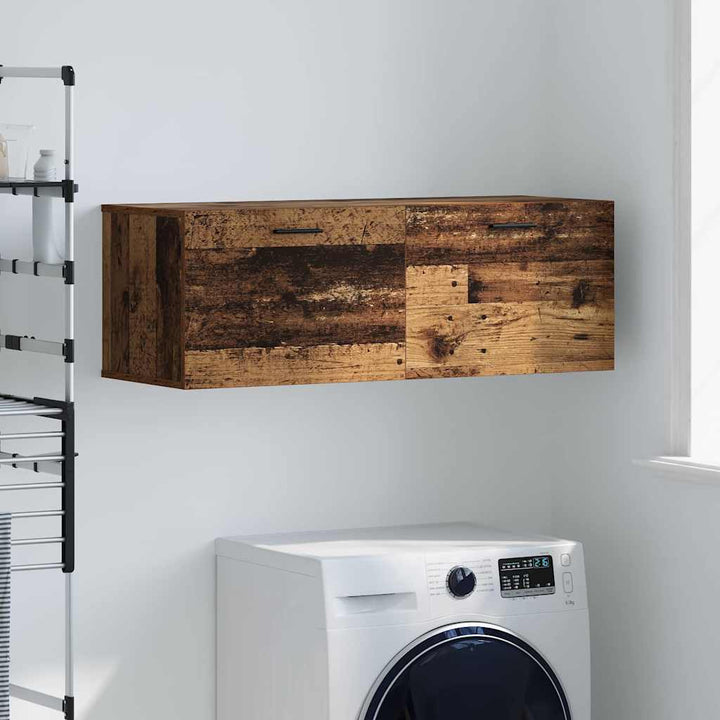 Vægmonteret skab 100 x 36,5 x 35 cm Konstrueret træ Gammelt træ