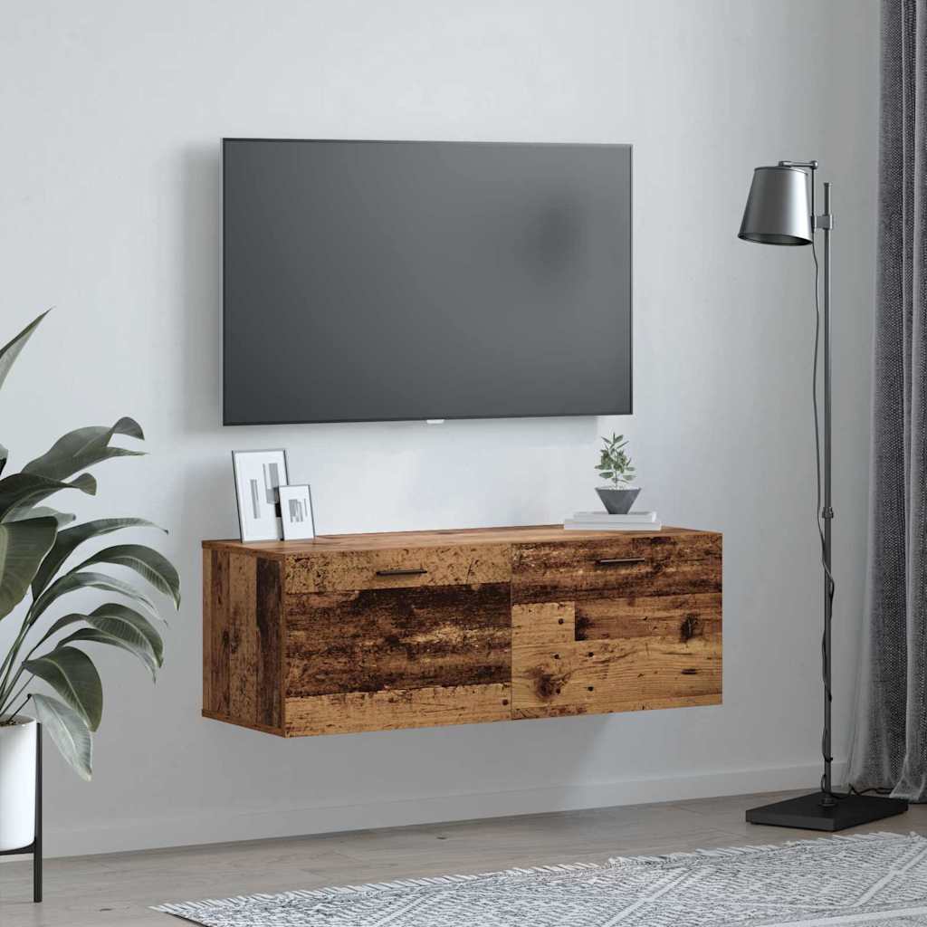 Vægmonteret skab 100 x 36,5 x 35 cm Konstrueret træ Gammelt træ