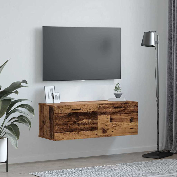 Vægmonteret skab 100 x 36,5 x 35 cm Konstrueret træ Gammelt træ