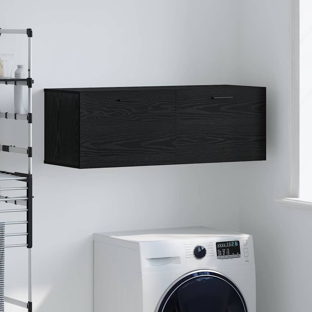Vægmonteret skab Sort eg 100 x 36,5 x 35 cm Konstrueret træ