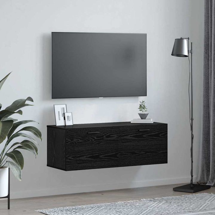Vægmonteret skab 100 x 36,5 x 35 cm Konstrueret træ Sort eg