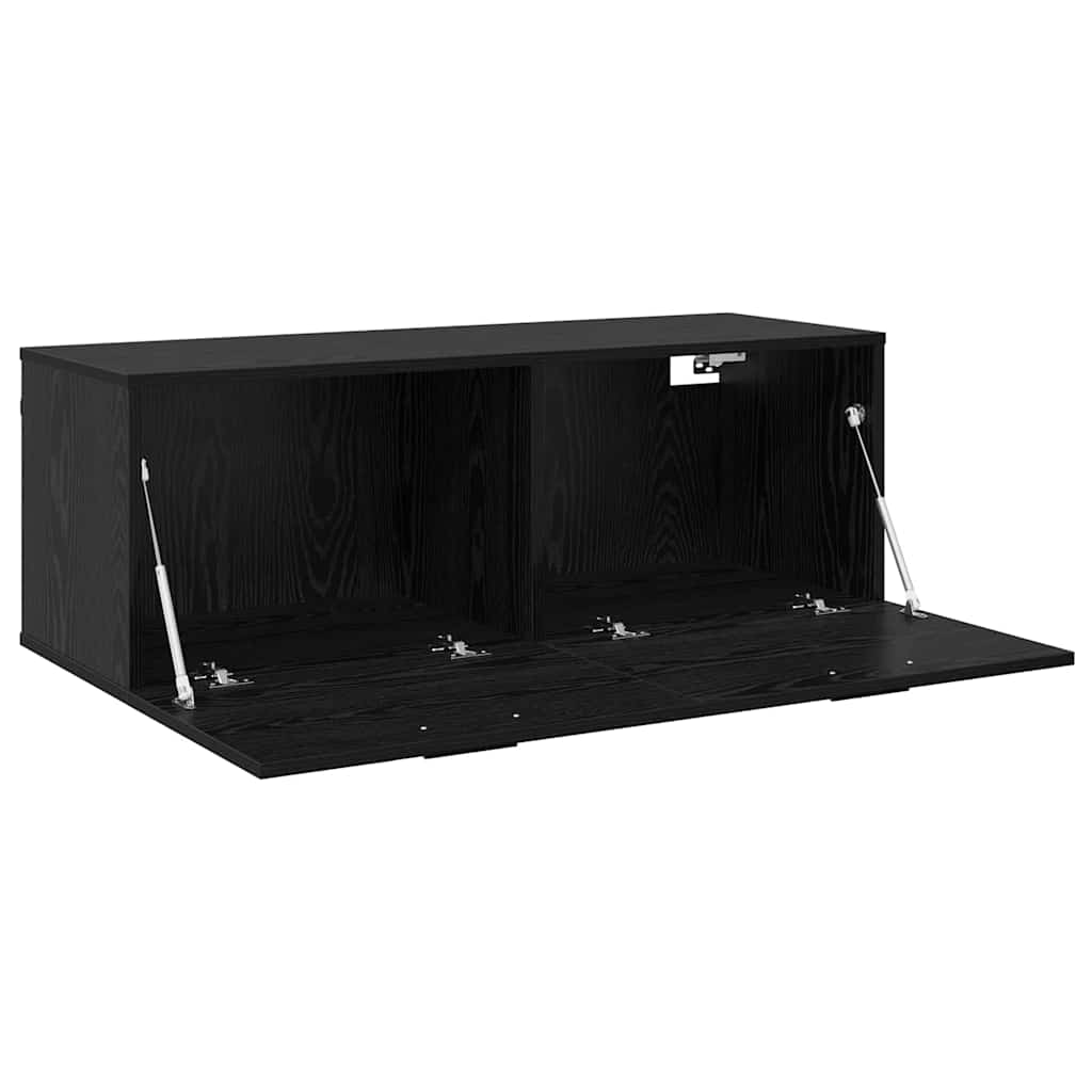 Vægmonteret skab 100 x 36,5 x 35 cm Konstrueret træ Sort eg