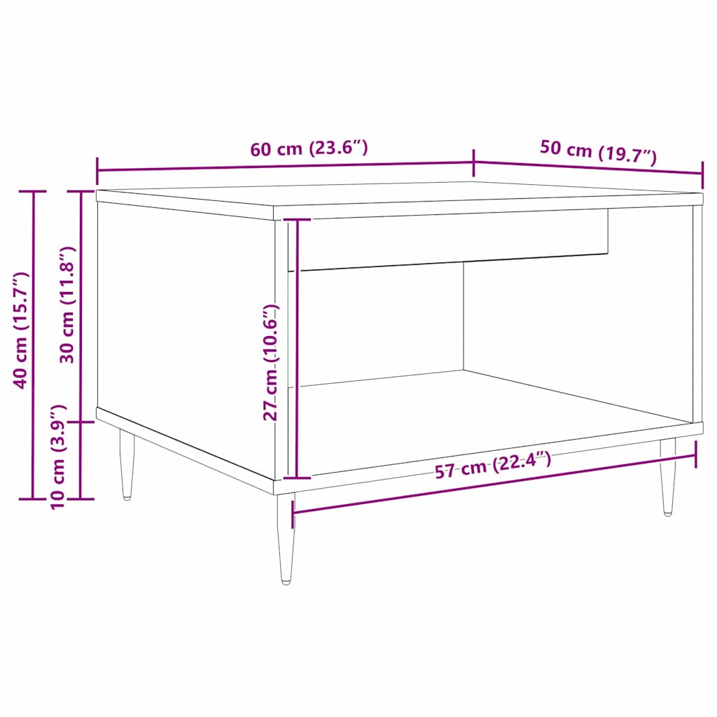 Sofabord Gammelt træ 60 x 50 x 40 cm Konstrueret træ