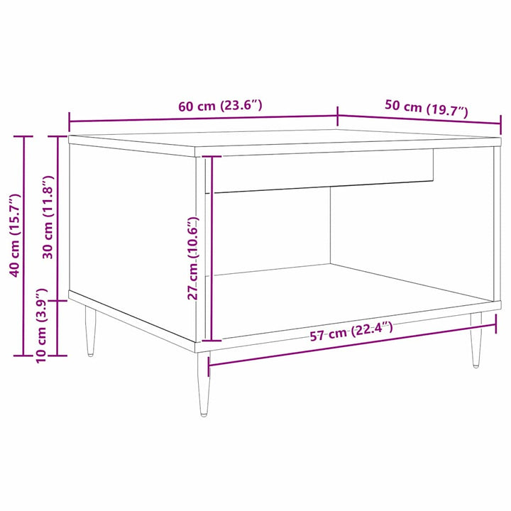 Sofabord artisan eg 60 x 50 x 40 cm Konstrueret træ