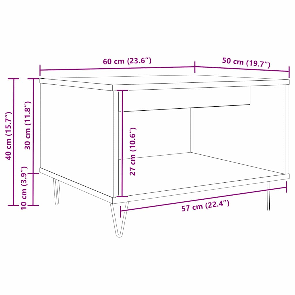 Sofabord Gammelt træ 60 x 50 x 40 cm Konstrueret træ
