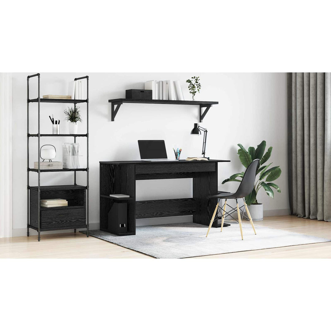 Bord med hylde Sort eg 140 x 50 x 75 cm Konstrueret træ