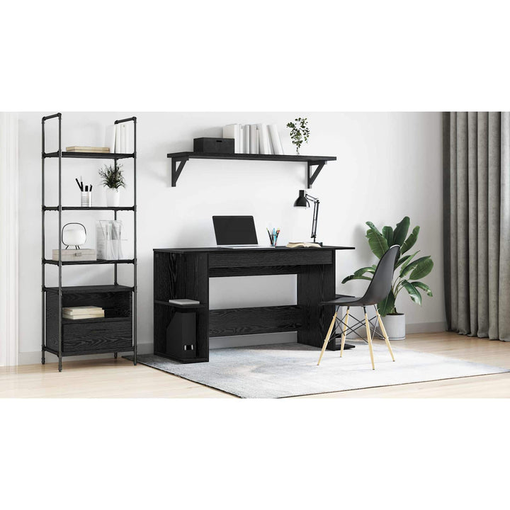 Bord med hylde Sort eg 140 x 50 x 75 cm Konstrueret træ