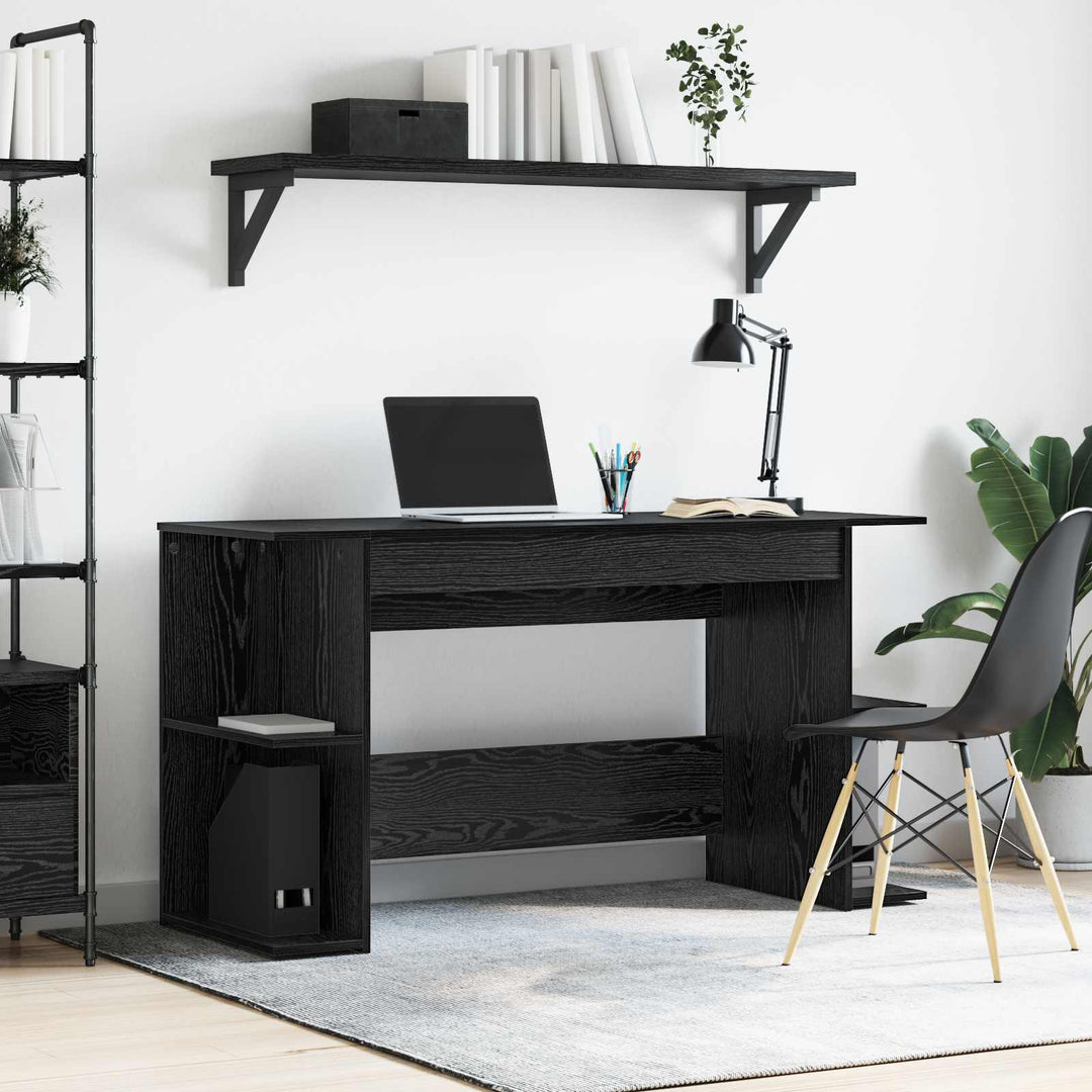 Bord med hylde Sort eg 140 x 50 x 75 cm Konstrueret træ