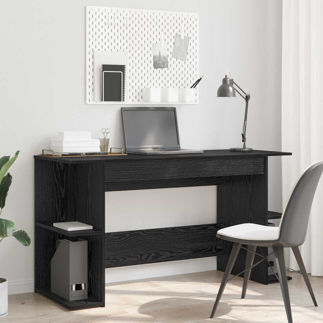 Bord med hylde Sort eg 140 x 50 x 75 cm Konstrueret træ