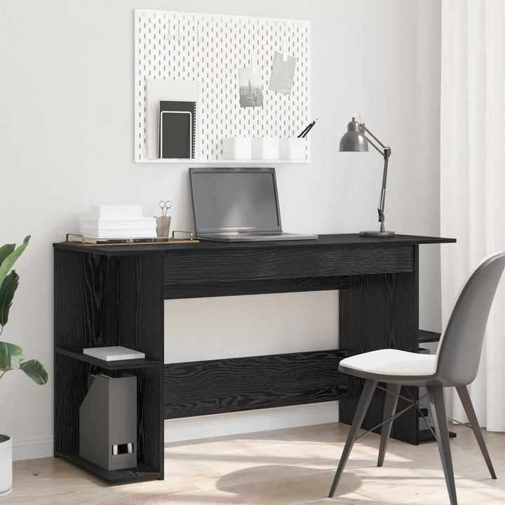 Bord med hylde Sort eg 140 x 50 x 75 cm Konstrueret træ