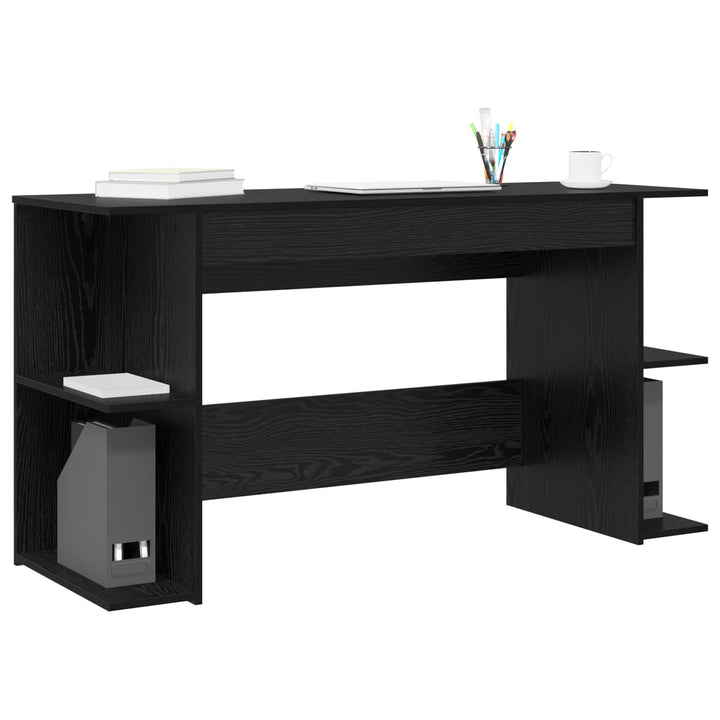 Bord med hylde Sort eg 140 x 50 x 75 cm Konstrueret træ