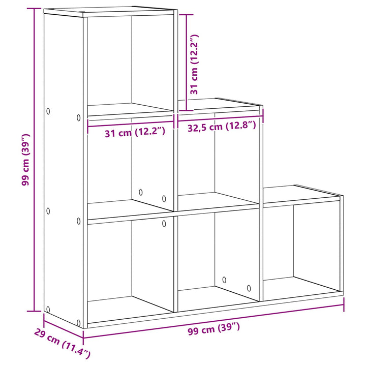 Rumdivider boghylde Sort eg 99 x 29 x 99 cm Konstrueret træ
