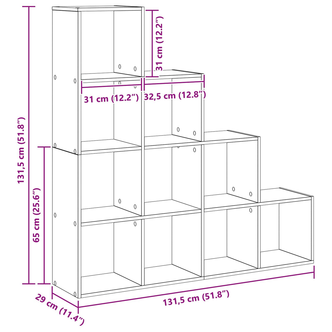 Rumdivider boghylde Sort eg 131,5 x 29 x 131,5 cm