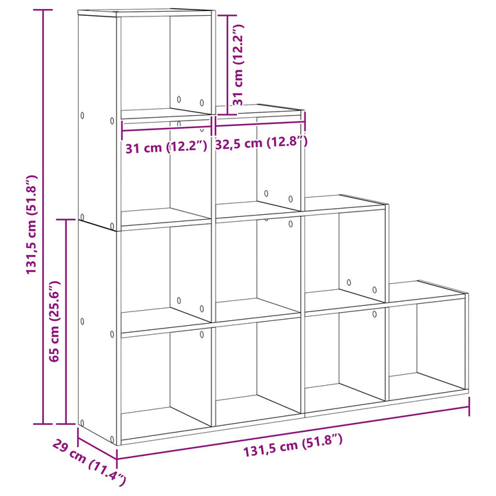 Rumdivider boghylde Sort eg 131,5 x 29 x 131,5 cm