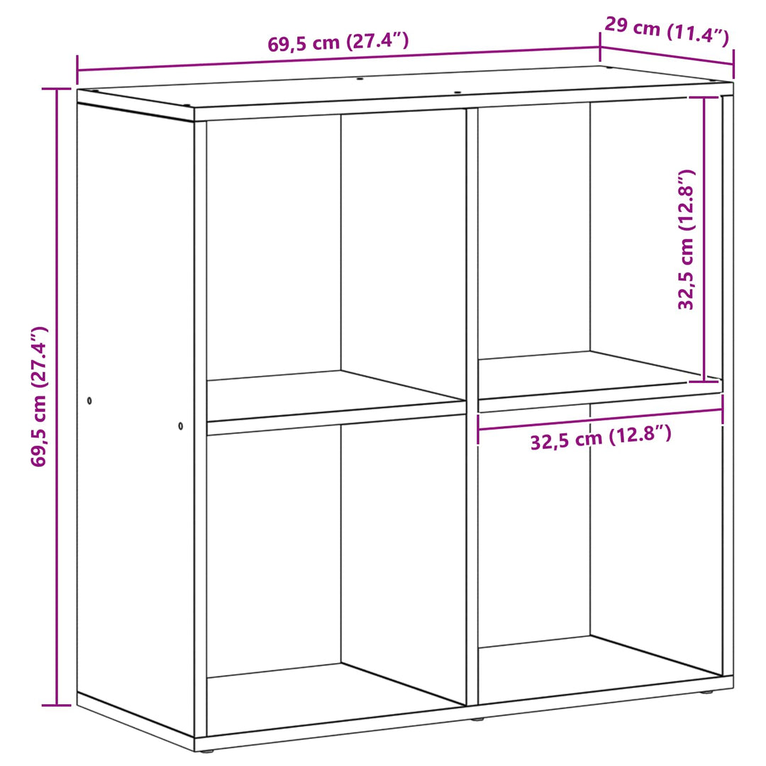 Bogskab Sort eg 69,5 x 29 x 69,5 cm Konstrueret træ