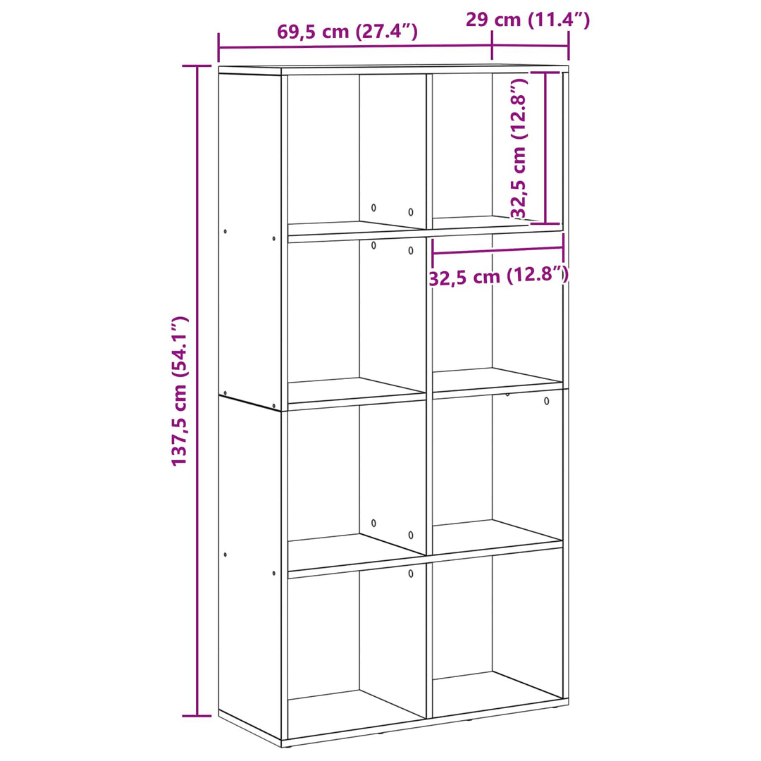 Bogskab Sort eg 69,5 x 29 x 137,5 cm Konstrueret træ