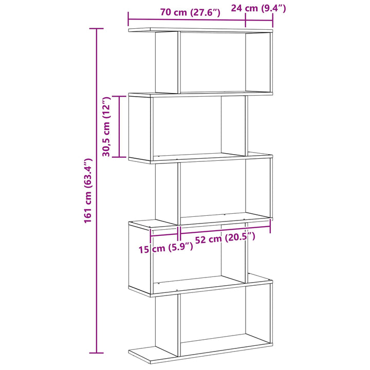 Bogskab Sort eg 70 x 24 x 161 cm Konstrueret træ
