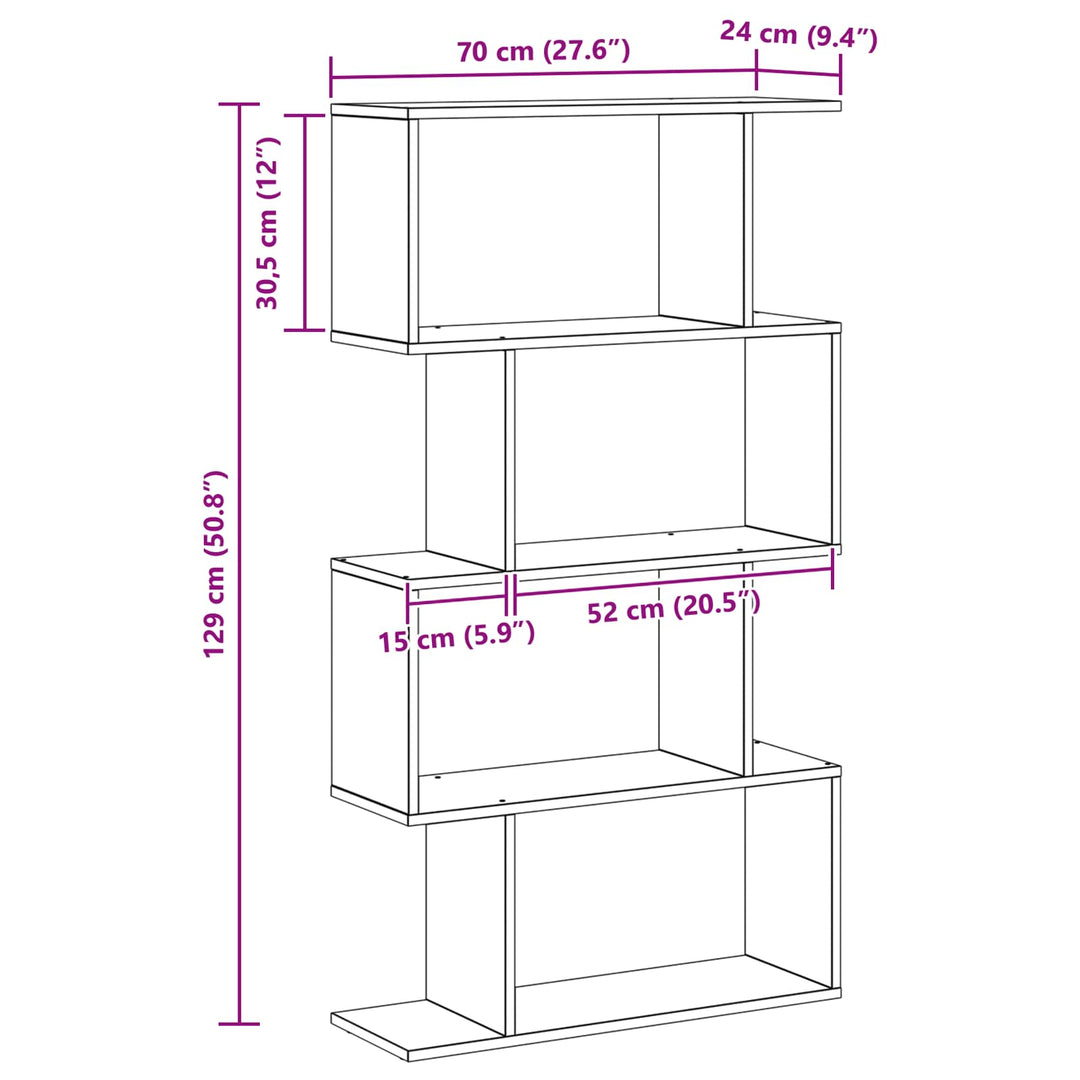 Bogskab Sort eg 70 x 24 x 129 cm Konstrueret træ