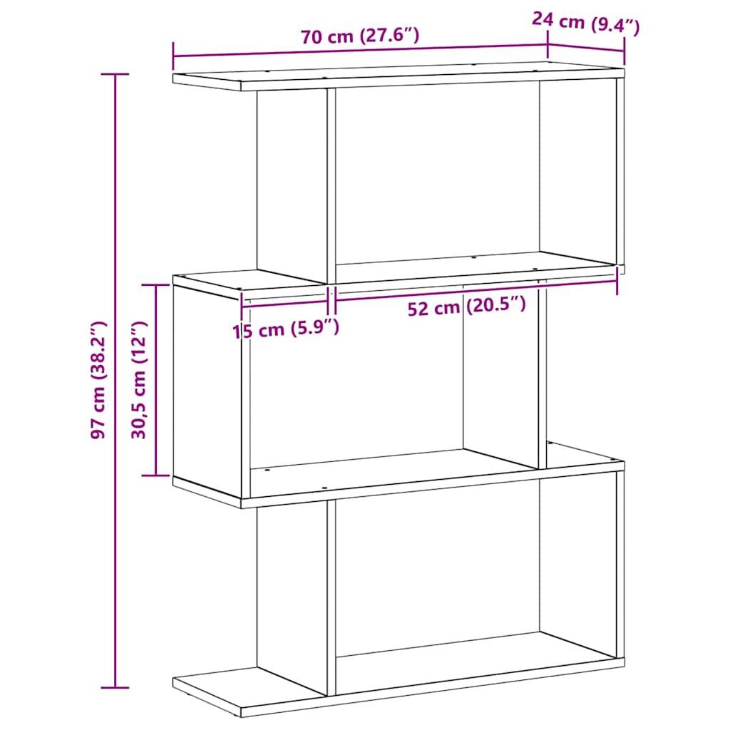 Bogskab Sort eg 70 x 24 x 97 cm Konstrueret træ