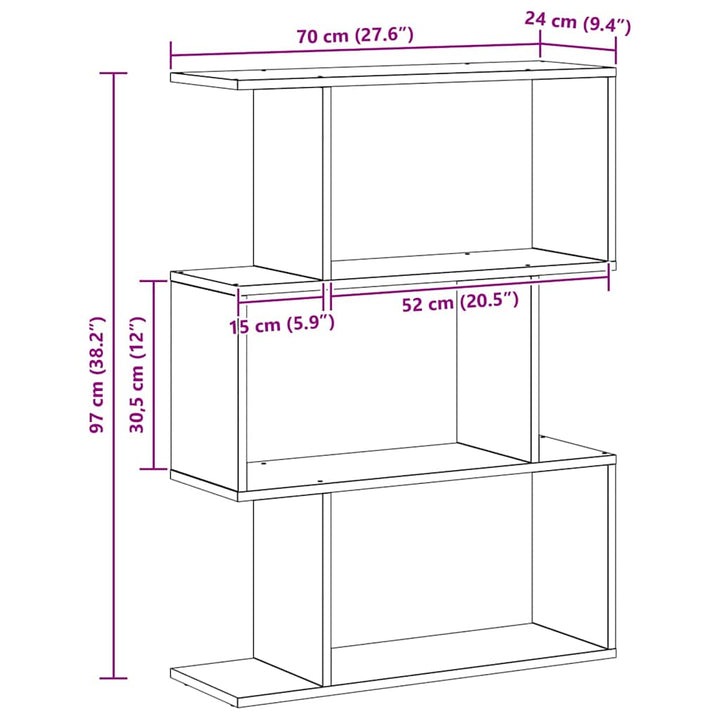 Bogskab Sort eg 70 x 24 x 97 cm Konstrueret træ