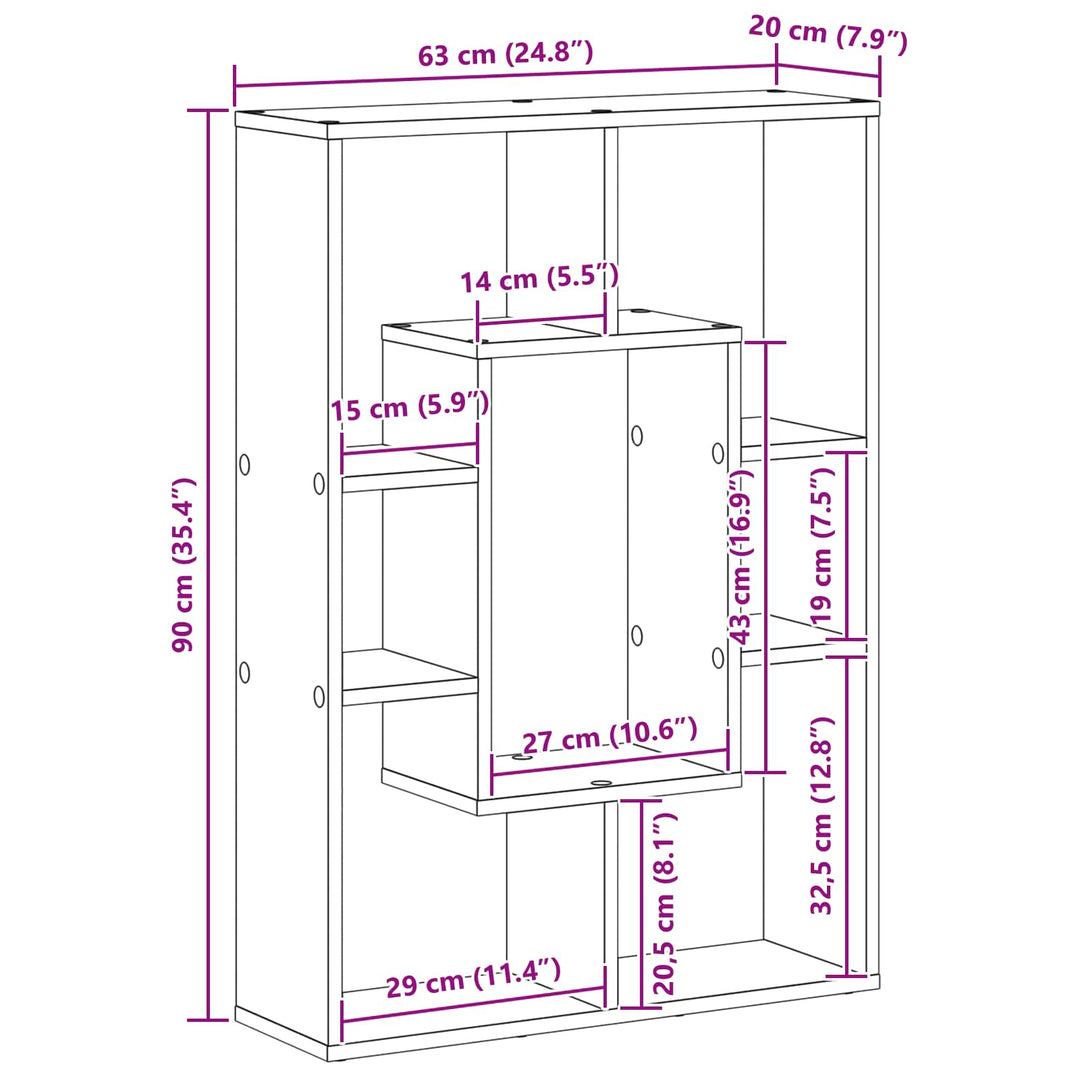 Bogskab Sort eg 63 x 20 x 90 cm Konstrueret træ