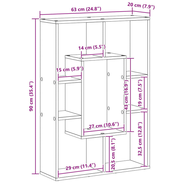 Bogskab Sort eg 63 x 20 x 90 cm Konstrueret træ