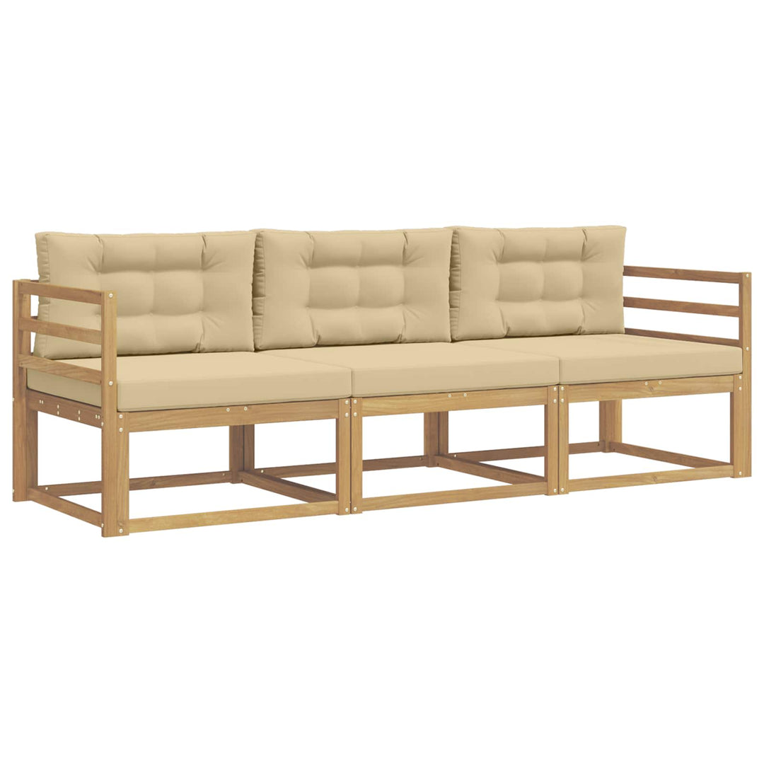 Udendørs sofagruppe 3 stk. Hvid og Beige Polyester