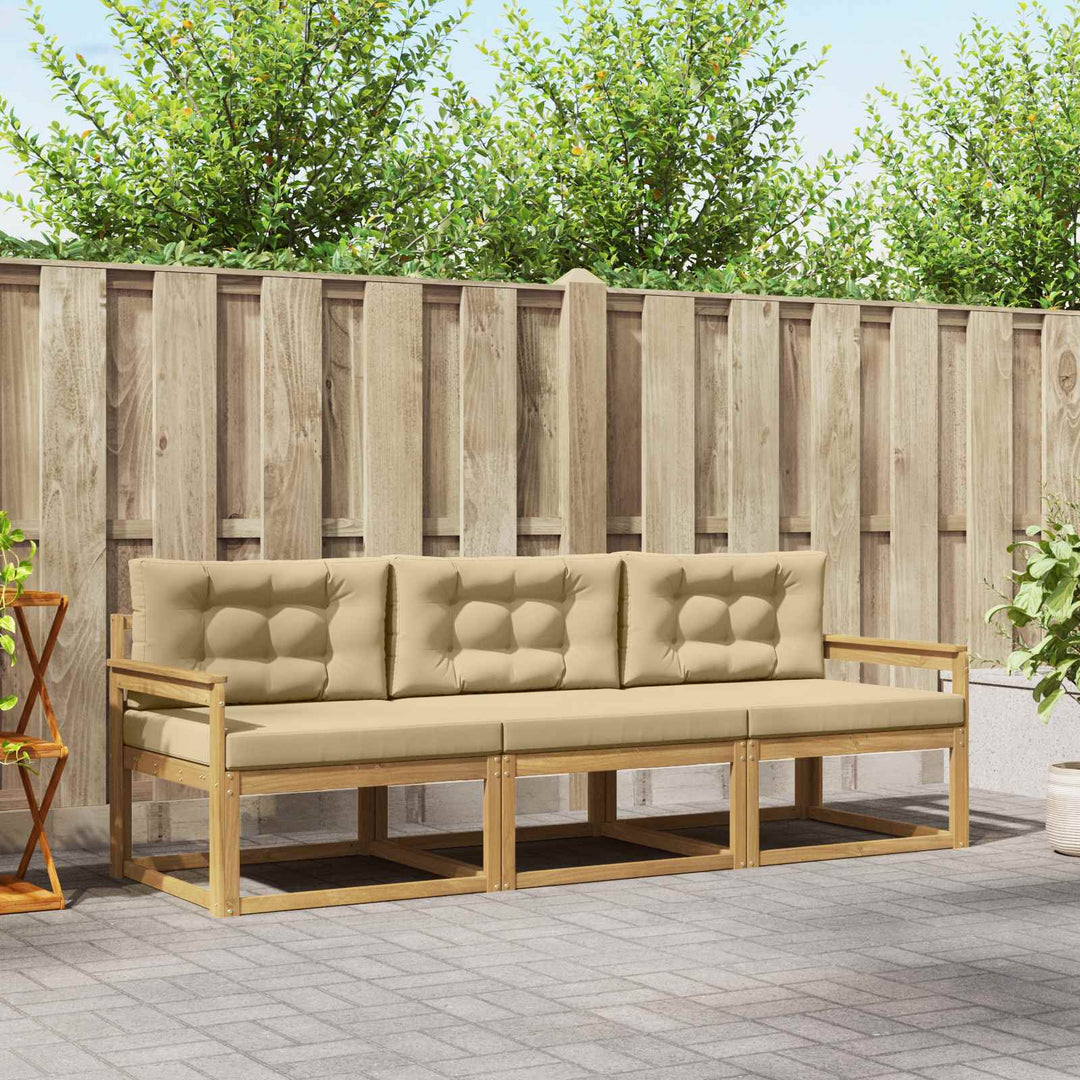 Udendørs sofagruppe 3 stk. Hvid og Beige Polyester