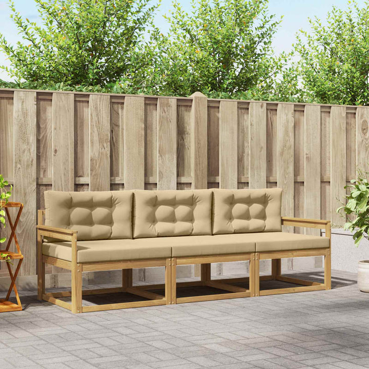 Udendørs sofagruppe 3 stk. Hvid og Beige Polyester