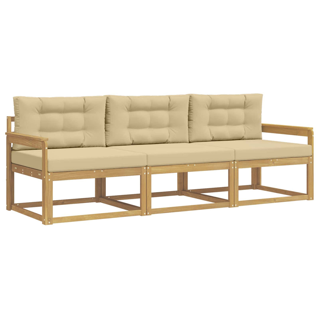 Udendørs sofagruppe 3 stk. Hvid og Beige Polyester