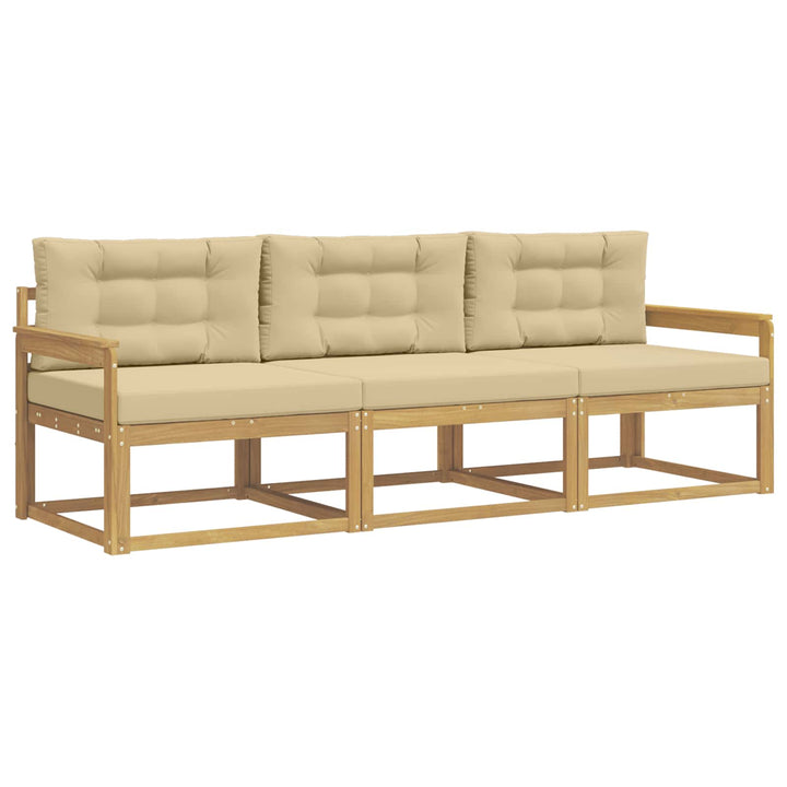 Udendørs sofagruppe med pude 3 pcs Hvid og Beige Polyester