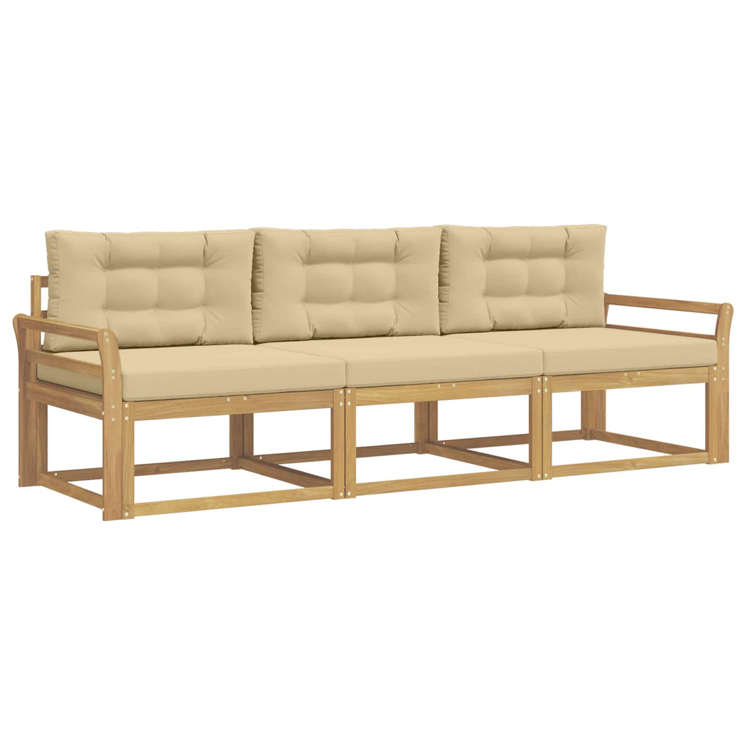Udendørs sofagruppe 3 stk. Hvid og Beige Polyester