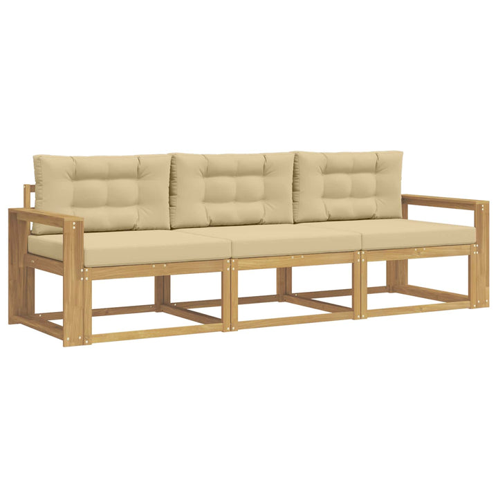 Udendørs sofagruppe 3 stk. Hvid og Beige Polyester