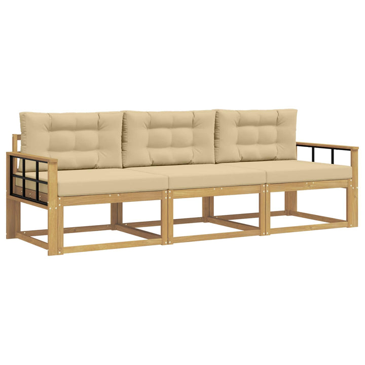 Udendørs sofagruppe 3 stk. Hvid og Beige Polyester