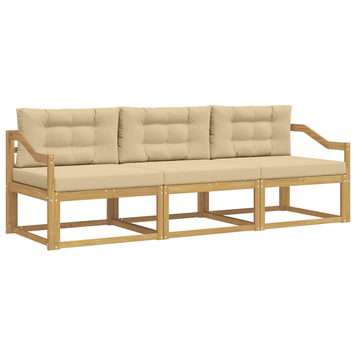 Udendørs sofagruppe med pude 3 pcs Hvid og Beige Polyester