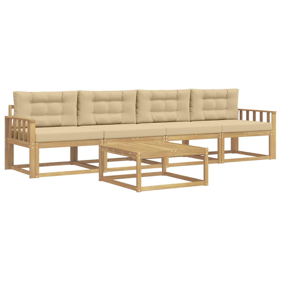 Udendørs sofagruppe med pude 4 pcs Hvid og Beige