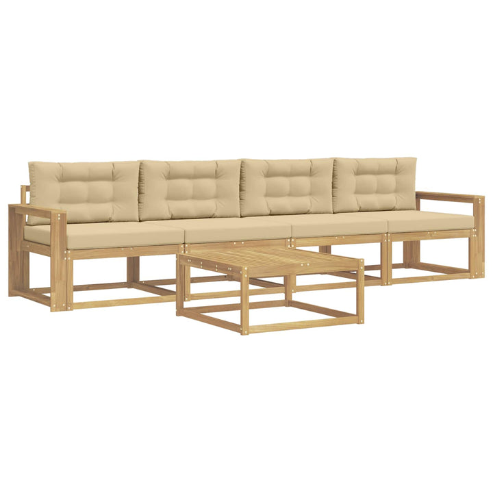 Udendørs sofagruppe med pude 4 pcs Hvid og Beige