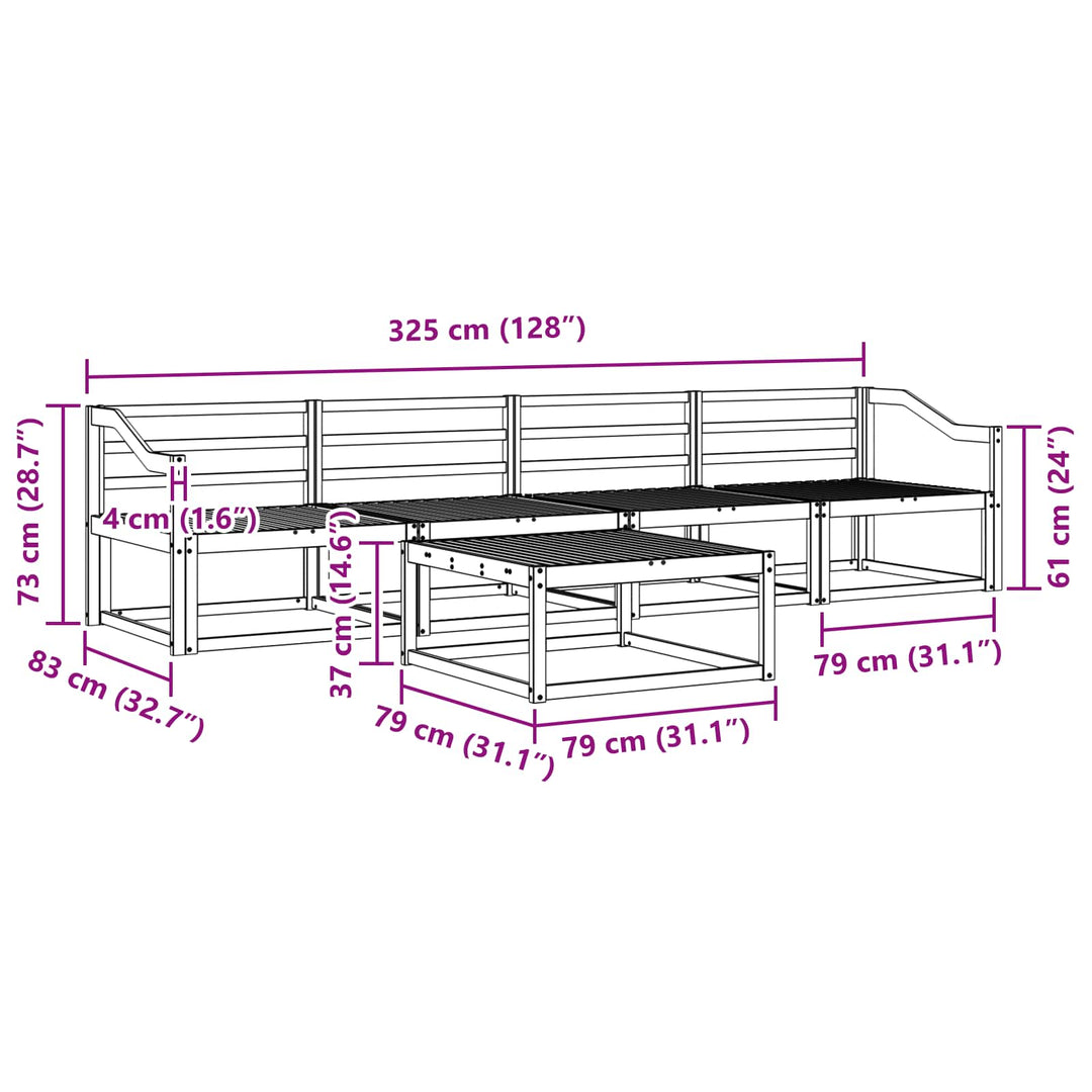Udendørs sofagruppe 5 pcs Hvid 79 x 79 x 37 cm
