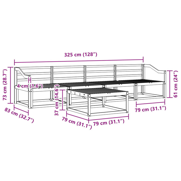 Udendørs sofagruppe 5 pcs Hvid 79 x 79 x 37 cm