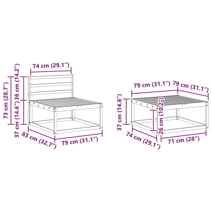Udendørs sofagruppe 5 pcs Hvid 79 x 79 x 37 cm